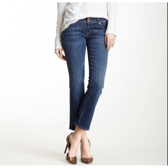 Hudson Womens 27 Denim Mid Rise Crop Beth Baby Boot Jeans Dark Flap Pockets - Picture 5 of 16
